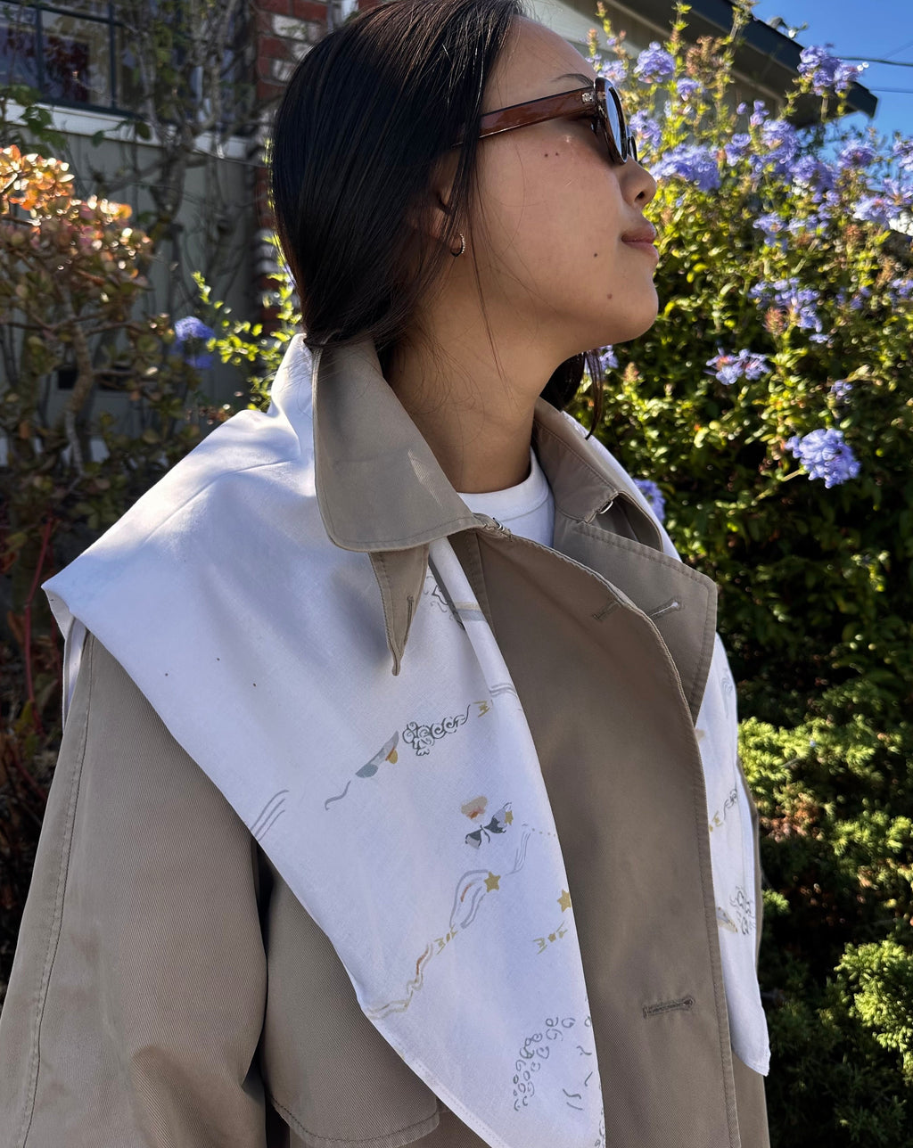 Hand-painted organic cotton scarf