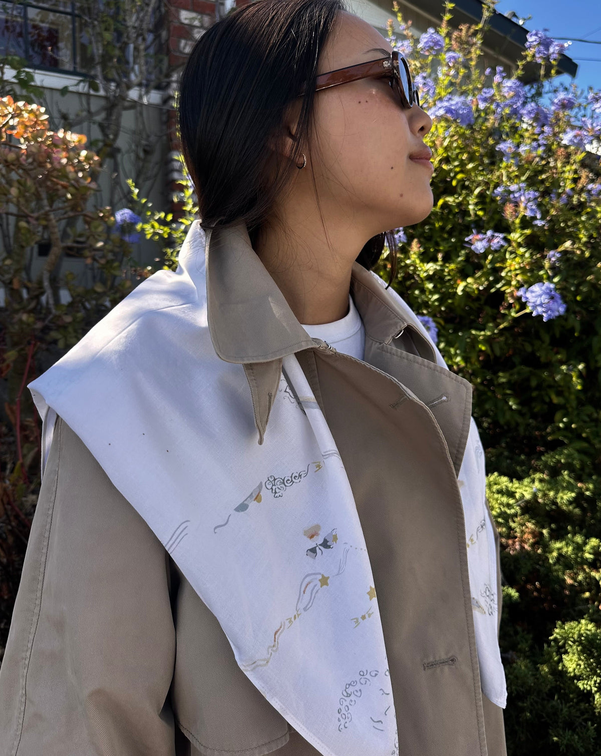 Hand-painted organic cotton scarf