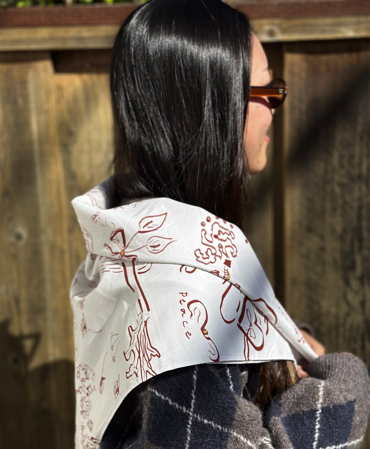 Dream Scarf | Hand-Printed Organic Cotton Scarf with Gold Paint Accents