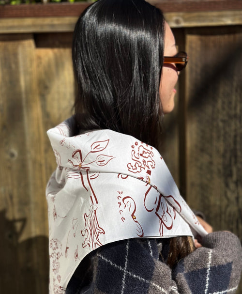 Dream Scarf | Hand-Printed Organic Cotton Scarf with Gold Paint Accents